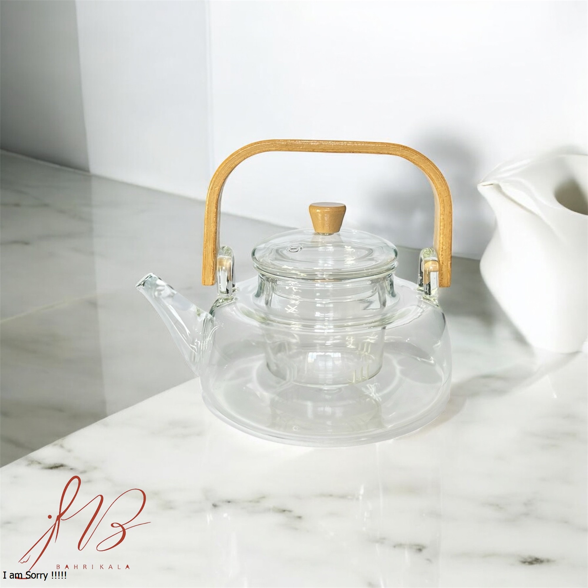 قوری پیرکس دسته بامبو در 3سایز - تصویر 4