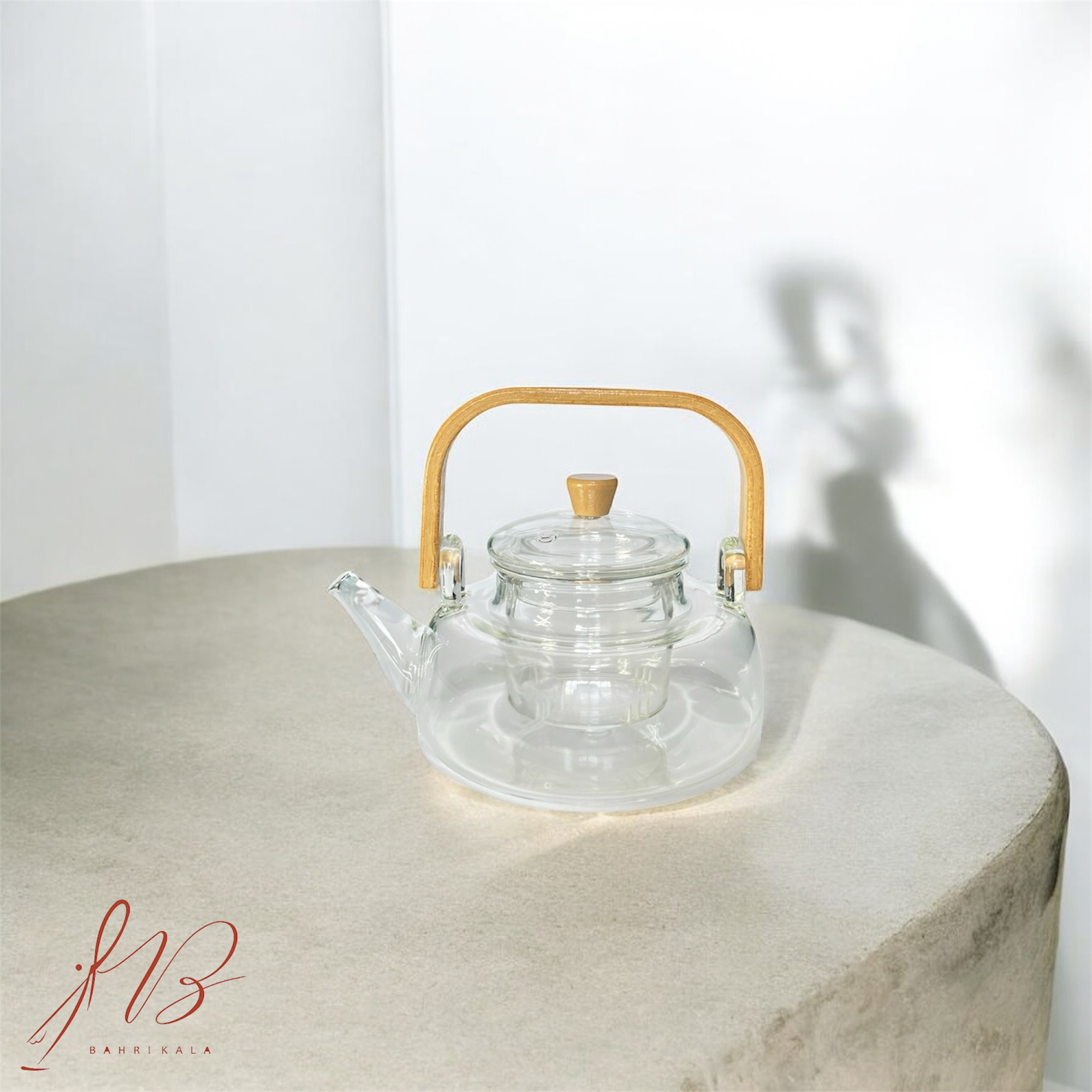 قوری پیرکس دسته بامبو در 3سایز - تصویر 3