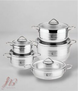 سرویس قابلمه استیل ۱۰ پارچه کی اس تی کد ۵۰۱۰