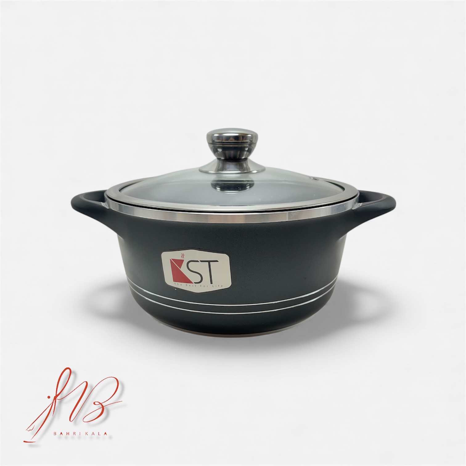 قابلمه گرانیتی آلومینیوم دایکاست برند کی اس تی با درب پیرکس و پوشش نچسب